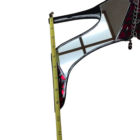 High Heel BootShaped Decorative Wall Mirror With Red Mosaic 18" x 5" Chain Detai - Picture 6 of 12